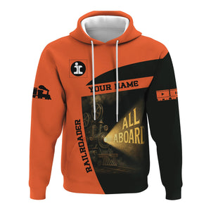 Railspirit Personalized Illinois Central Railroad Hoodie All Aboard Steam Train Movie Projector Style Zip Up Hoodie