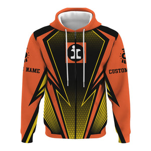 Railspirit Personalized Illinois Central Railroad Hoodie Lightning Graphic Style Zip Up Hoodie Gift Idea For Train Lover