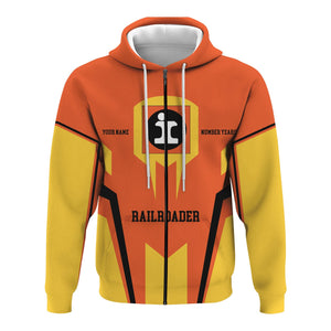 Railspirit Personalized Illinois Central Railroad Hoodie Custom Year Railroader Zip Up Hoodie Gift Idea For Train Lover