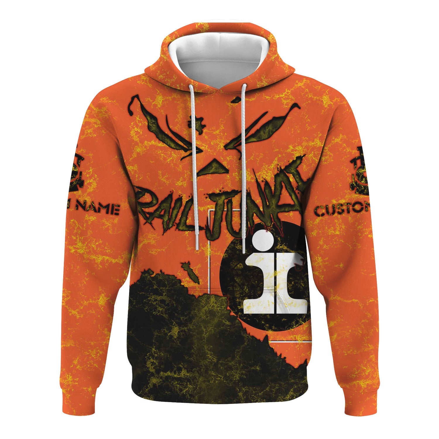 Railspirit Personalized Illinois Central Railroad Hoodie Torn Graphic Style Train Zip Up Hoodie For Rail Junkie