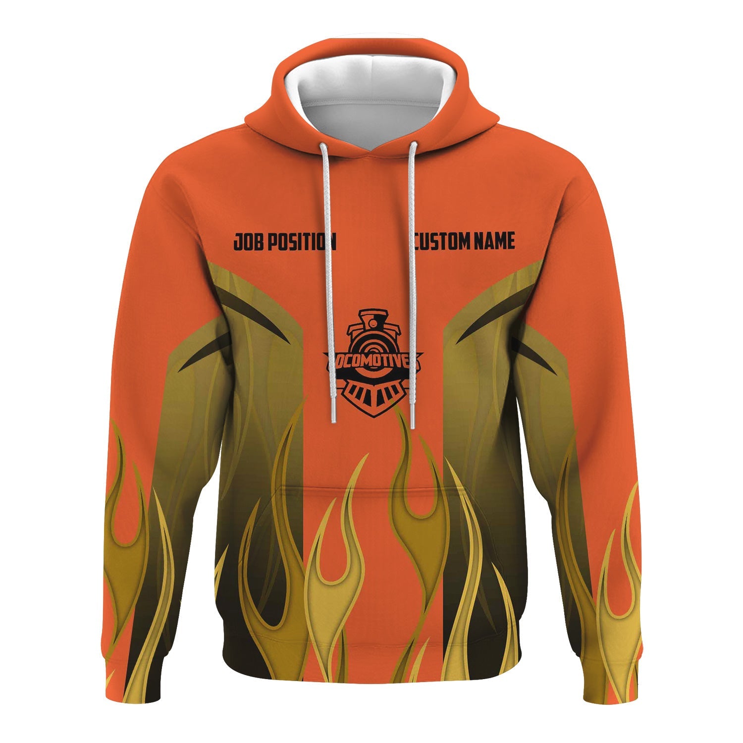 Railspirit Custom Name and Job Title Illinois Central Railroad Hoodie Flame Graphic Train Zip Up Hoodie