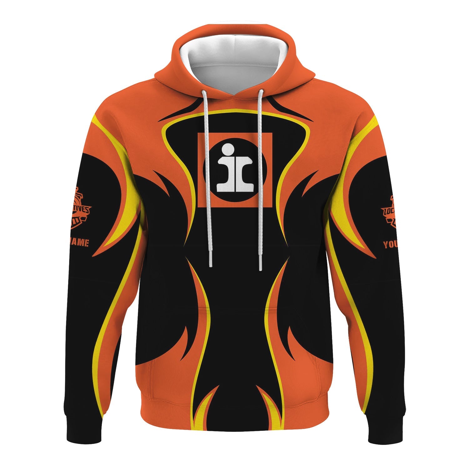 Railspirit Personalized Illinois Central Railroad Hoodie Distinctive Flame Style Zip Up Hoodie For Steam Engine Addict