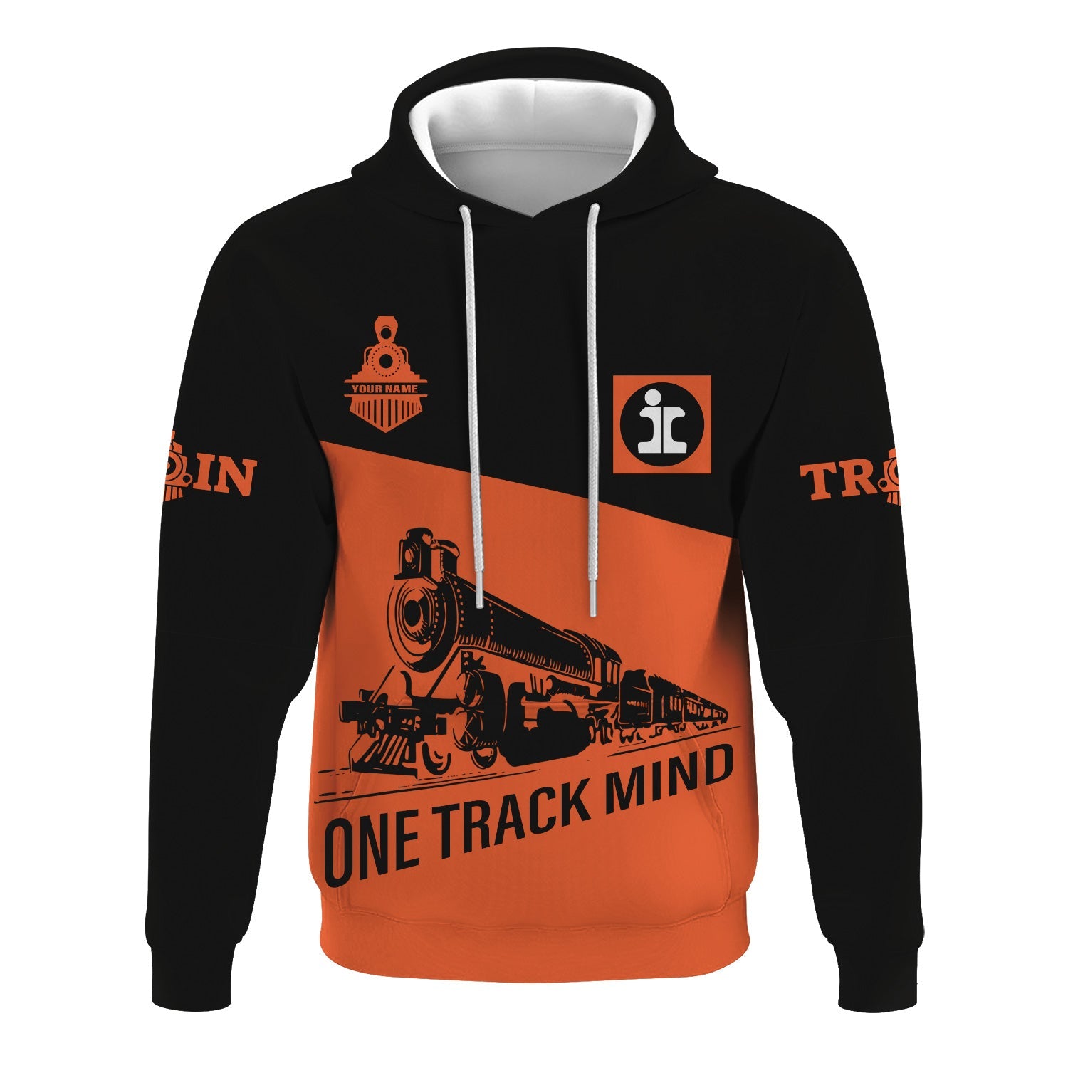Railspirit Custom Name Illinois Central Railroad Hoodie One Track Mind Printed Zip Hoodie