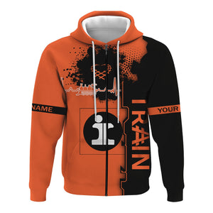Railspirit Personalized Illinois Central Railroad Hoodie Engine Heartbeat and Track Love Style Zip Up Hoodie Gift Idea For Train Lovers