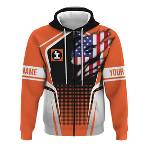 Railspirit Personalized Illinois Central Railroad Hoodie American Eagle Vintage Train Zip Up Hoodie