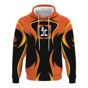 Railspirit Personalized Illinois Central Railroad Hoodie Distinctive Flame Style Zip Up Hoodie For Steam Engine Addict