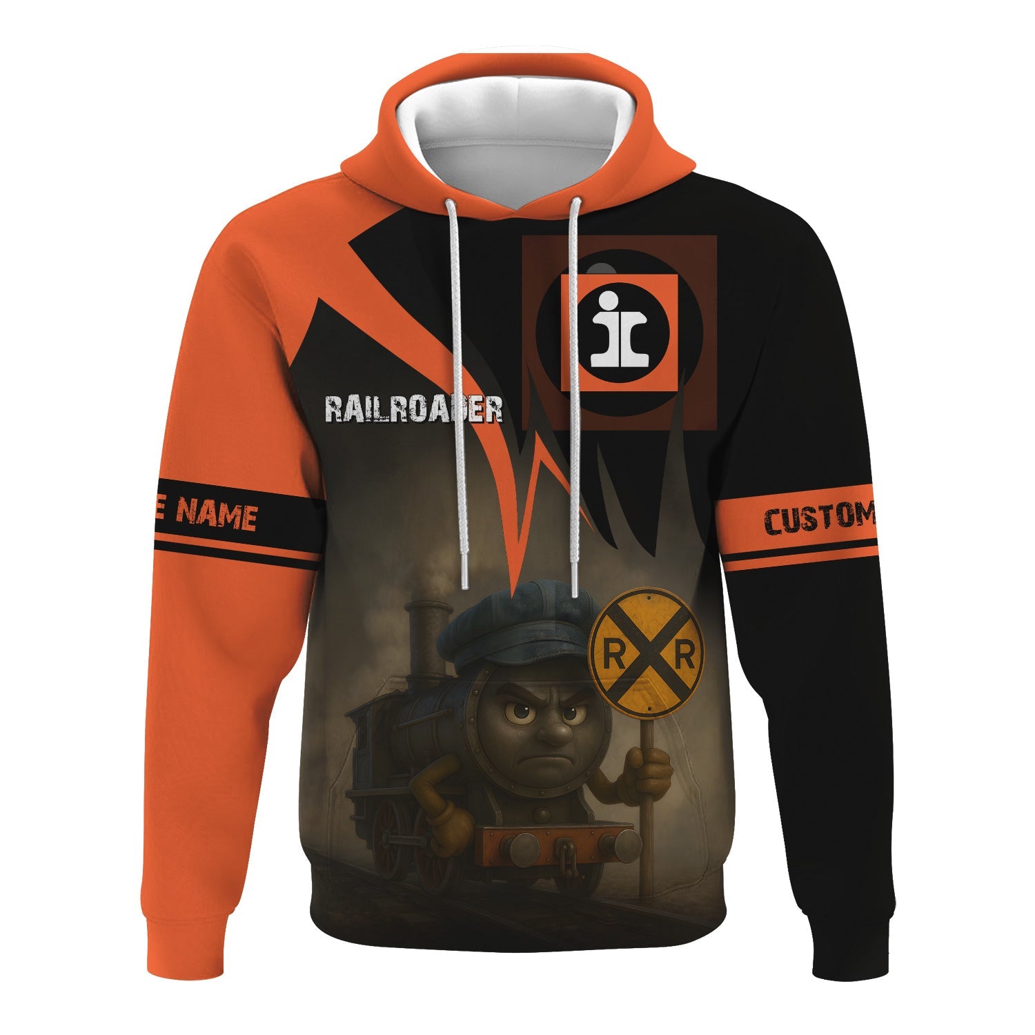 Railspirit Personalized Illinois Central Railroad Hoodie Angry Train Hoodie Gift Idea For Train Lover