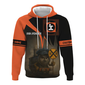 Railspirit Personalized Illinois Central Railroad Hoodie Angry Train Hoodie Gift Idea For Train Lover