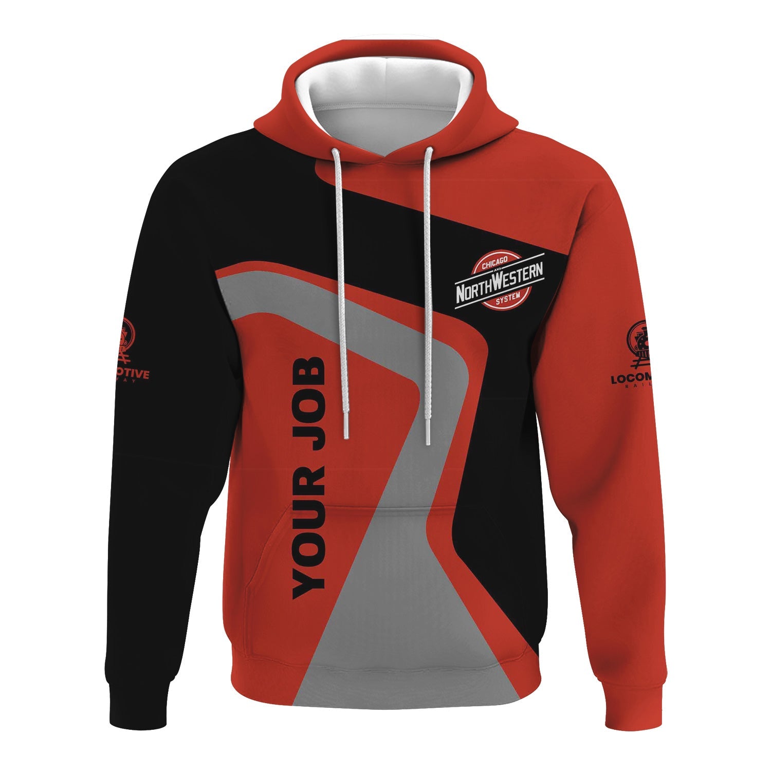 Railspirit Personalized Chicago and North Western Railway Hoodie Unique Design with Custom Job Position Train Zip Up Hoodie