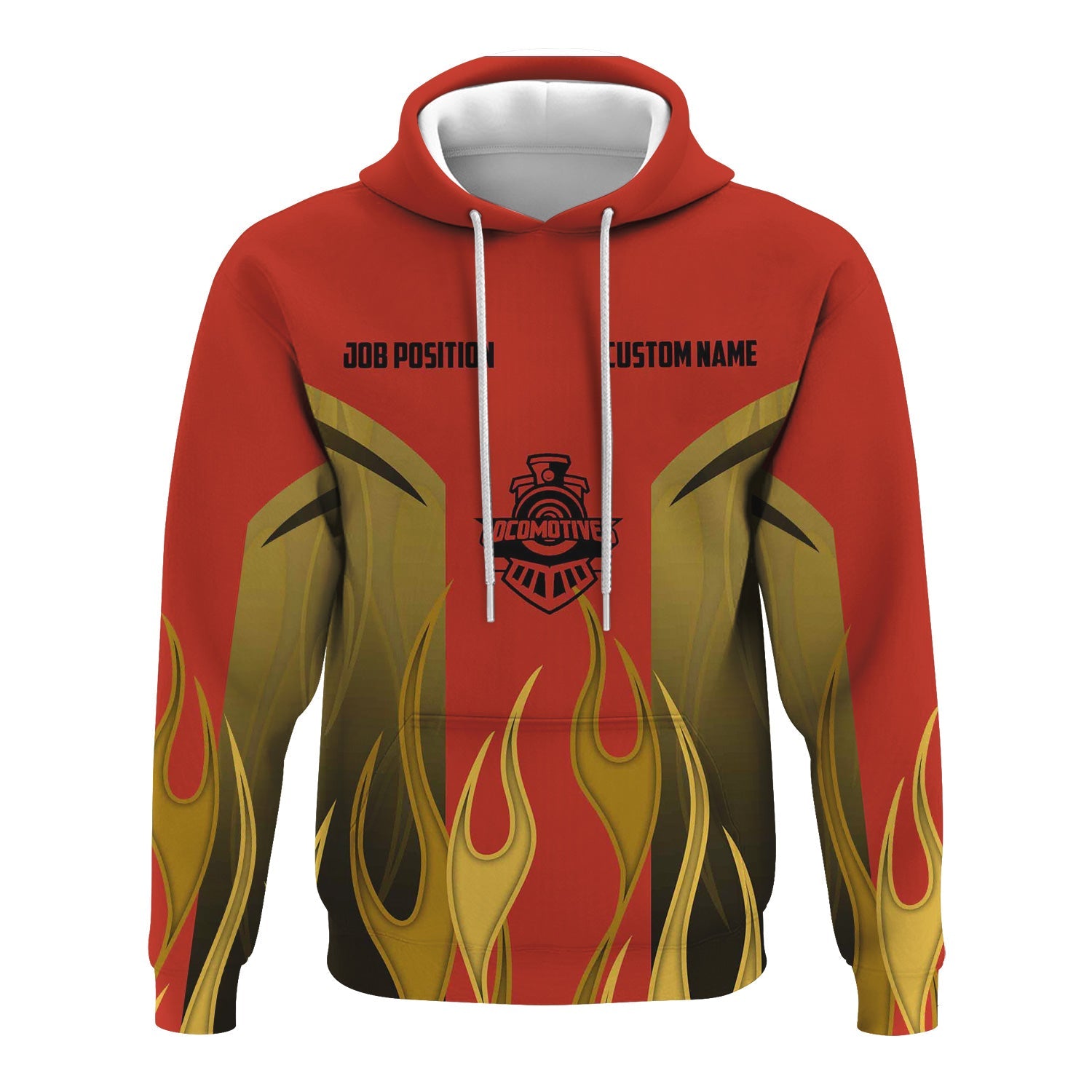 Railspirit Custom Name and Job Title Chicago and North Western Railway Hoodie Flame Graphic Train Zip Up Hoodie