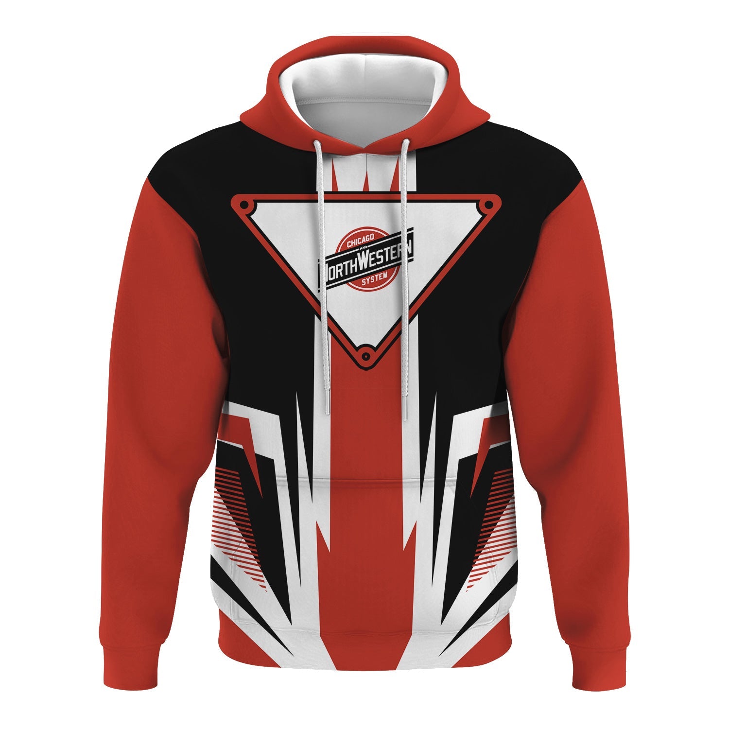 Railspirit Chicago and North Western Railway Hoodie Bold Graphic Style All Over Printed Zip Up Hoodie