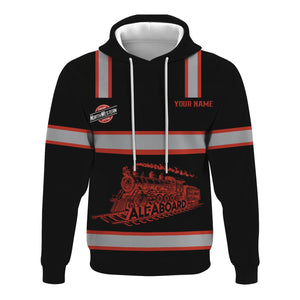Railspirit Custom Name Chicago and North Western Railway Hoodie Eat Train Sleep Repeat Printed Train Zip Hoodie