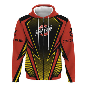 Railspirit Personalized Chicago and North Western Railway Hoodie Lightning Graphic Style Zip Up Hoodie Gift Idea For Train Lover