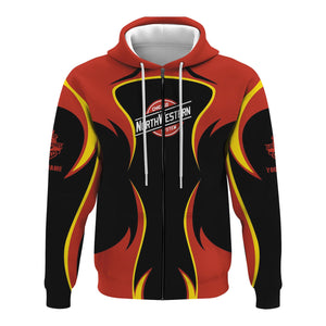 Railspirit Personalized Chicago and North Western Railway Hoodie Distinctive Flame Style Zip Up Hoodie For Steam Engine Addict