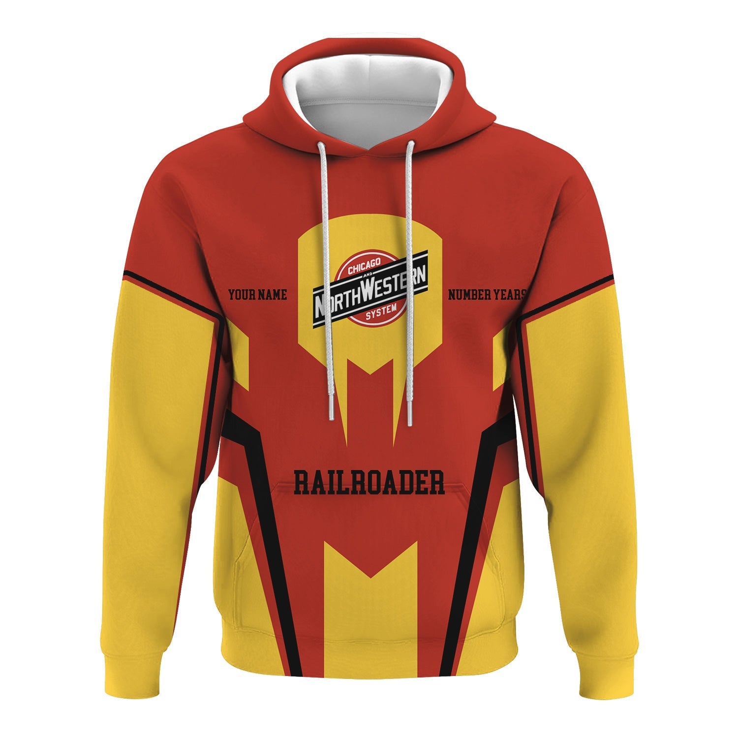 Railspirit Personalized Chicago and North Western Railway Hoodie Custom Year Railroader Zip Up Hoodie Gift Idea For Train Lover