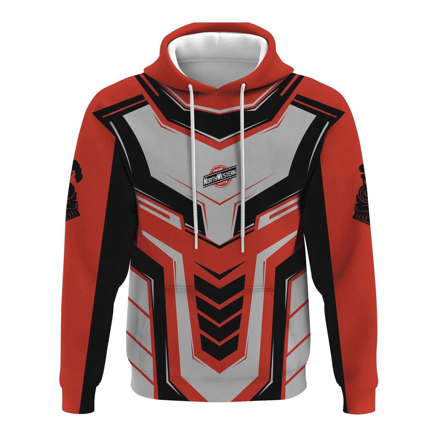 Railspirit Personalized Chicago and North Western Railway Hoodie Armor-Inspired Design Train Zip Up Hoodie All Over Print