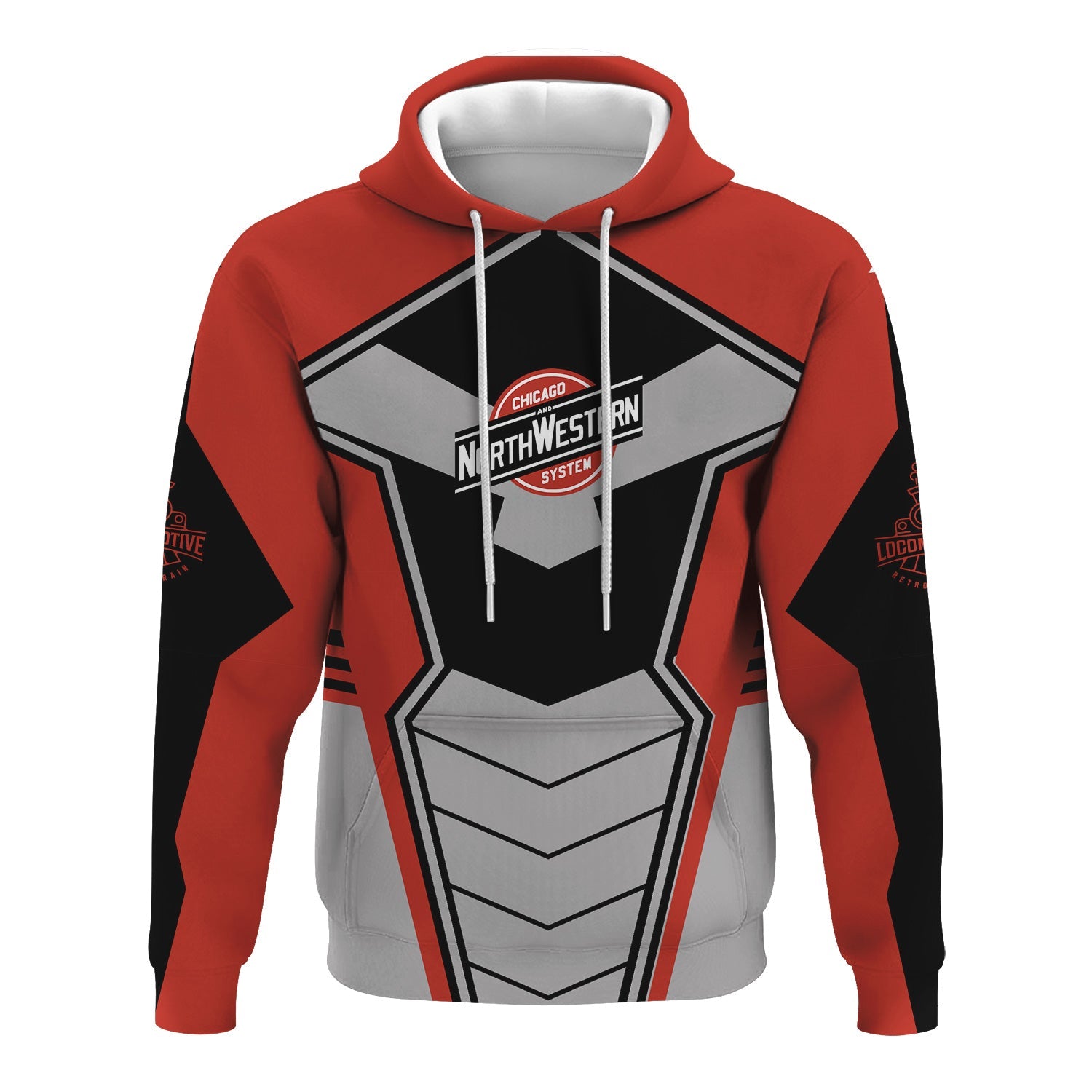 Railspirit Personalized Chicago and North Western Railway Hoodie Engine-Inspired Style Train Zip Up Hoodie for Railroad Fanatic