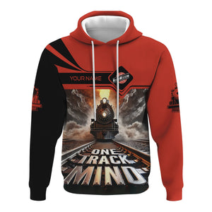 Railspirit Personalized Chicago and North Western Railway Hoodie One Track Mind Train Printed ZIp Up Hoodie