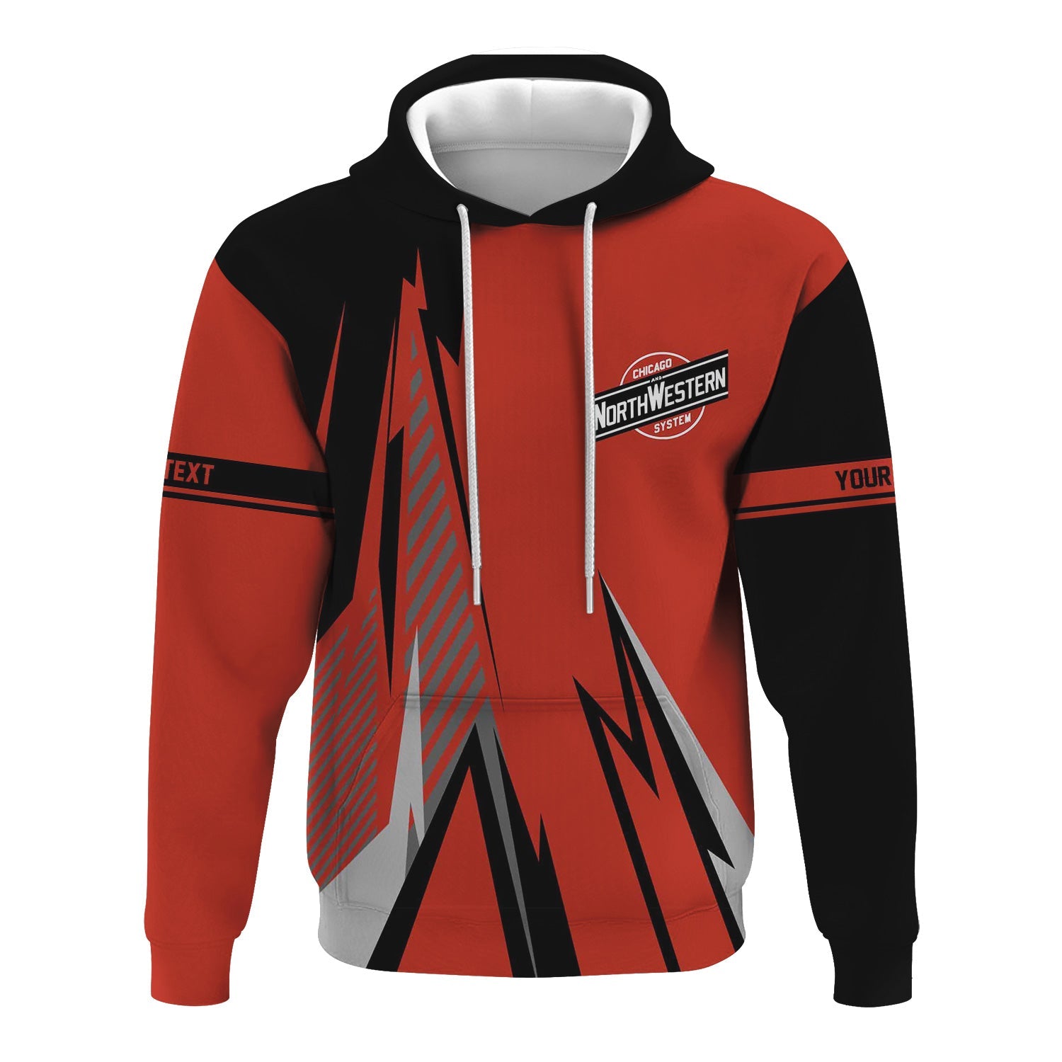 Railspirit Personalized Chicago and North Western Railway Hoodie Lightning-Inspired Railway Style Zip Up Hoodie For Train Lovers
