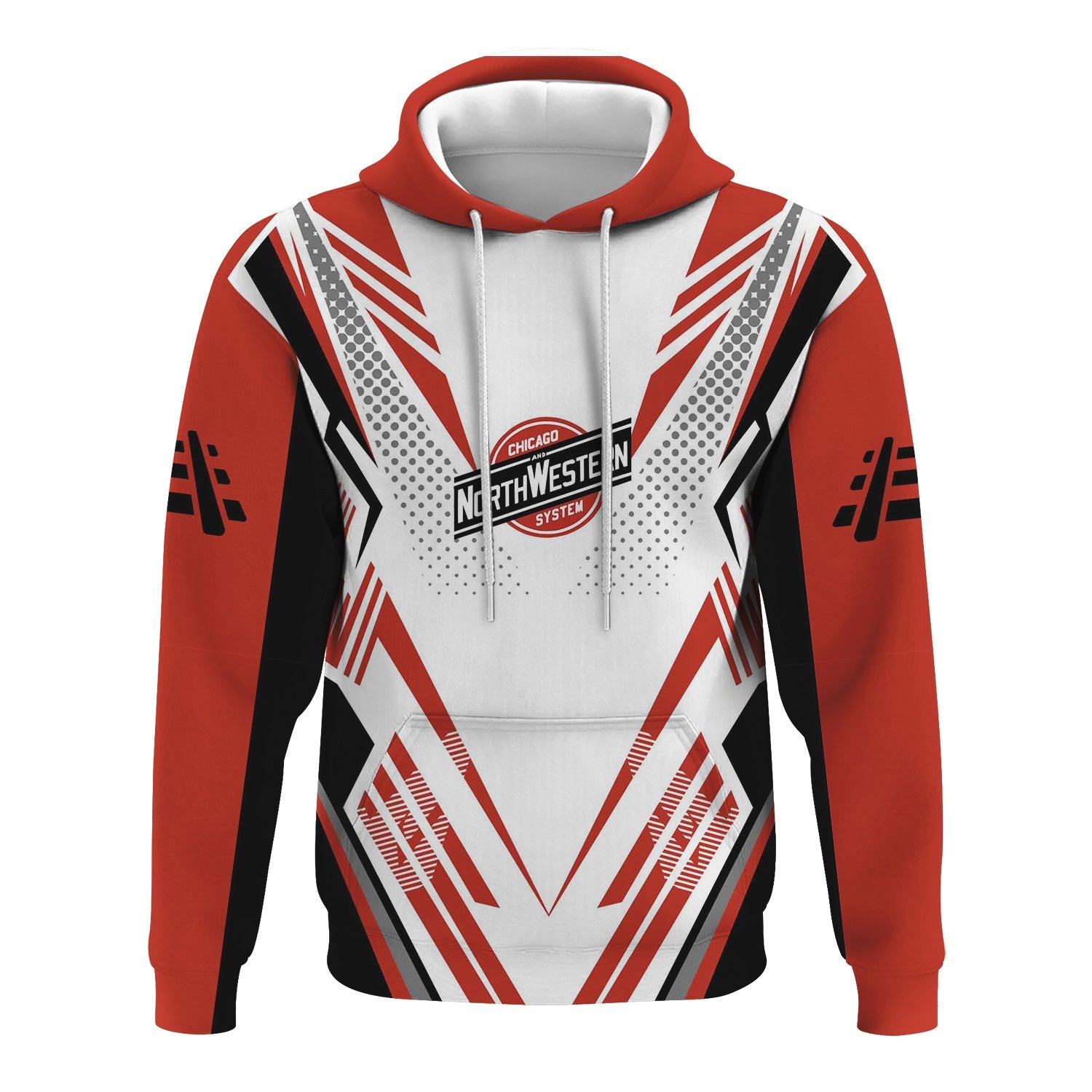 Railspirit Personalized Chicago and North Western Railway Hoodie Railroad Tribute Design Train Zip Up Hoodie for Train Lovers