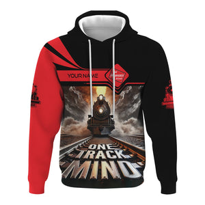 Railspirit Personalized Chicago, Milwaukee, St. Paul and Pacific Railroad Hoodie One Track Mind Milwaukee Road Train Printed ZIp Up Hoodie