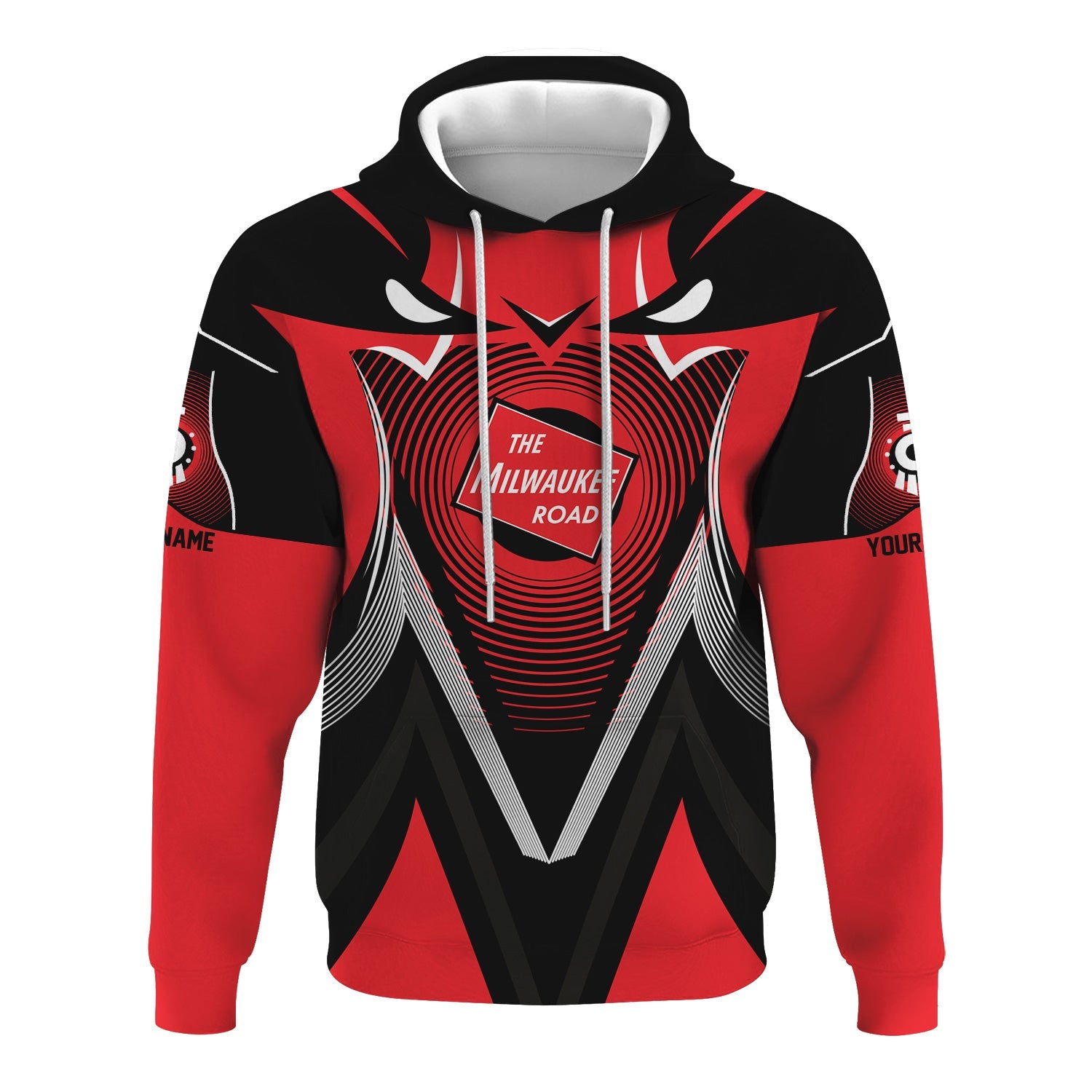 Railspirit Personalized Chicago, Milwaukee, St. Paul and Pacific Railroad Hoodie Vibrant Graphic Pattern Milwaukee Road Zip Up Hoodie