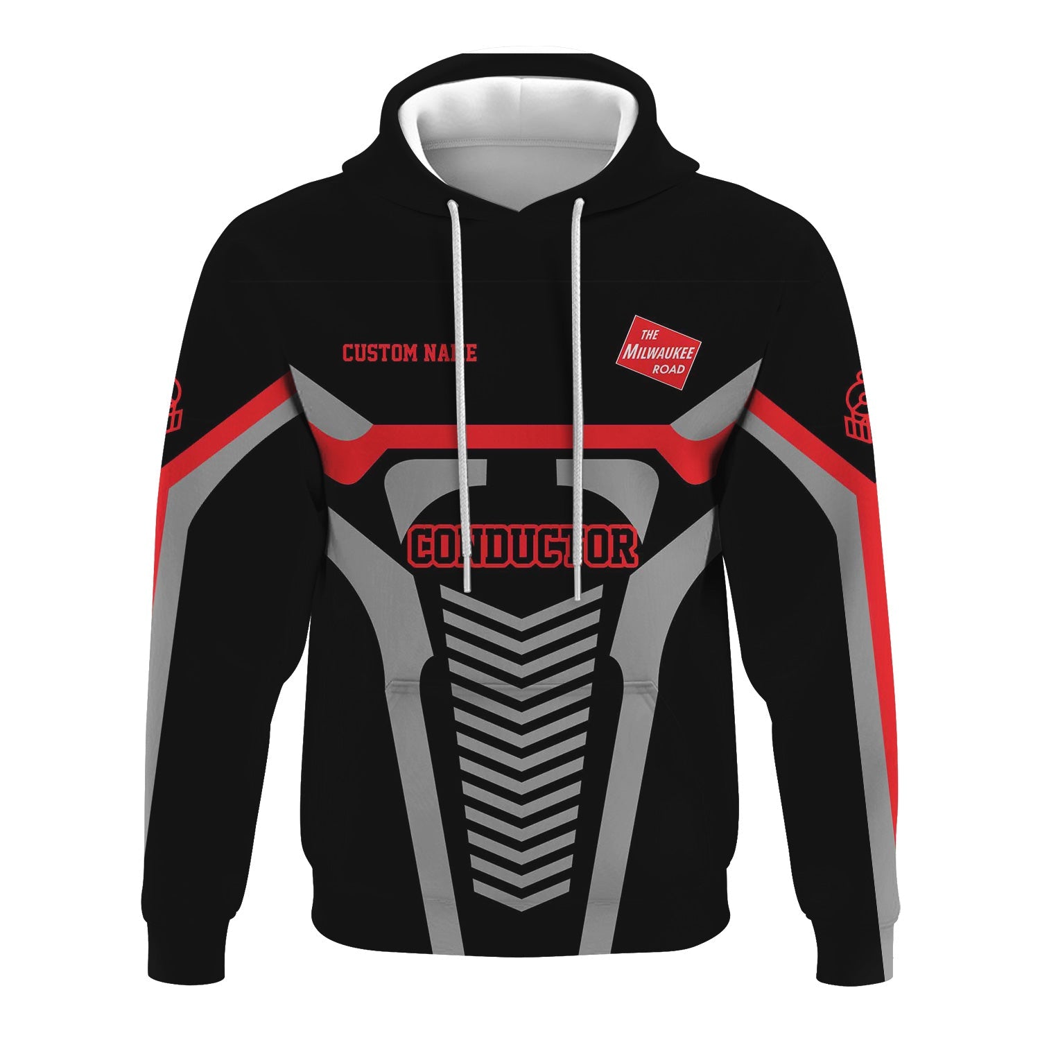 Railspirit Personalized Chicago, Milwaukee, St. Paul and Pacific Railroad Hoodie Track-Inspired with Custom Job Milwaukee Road Train Zip Up Hoodie