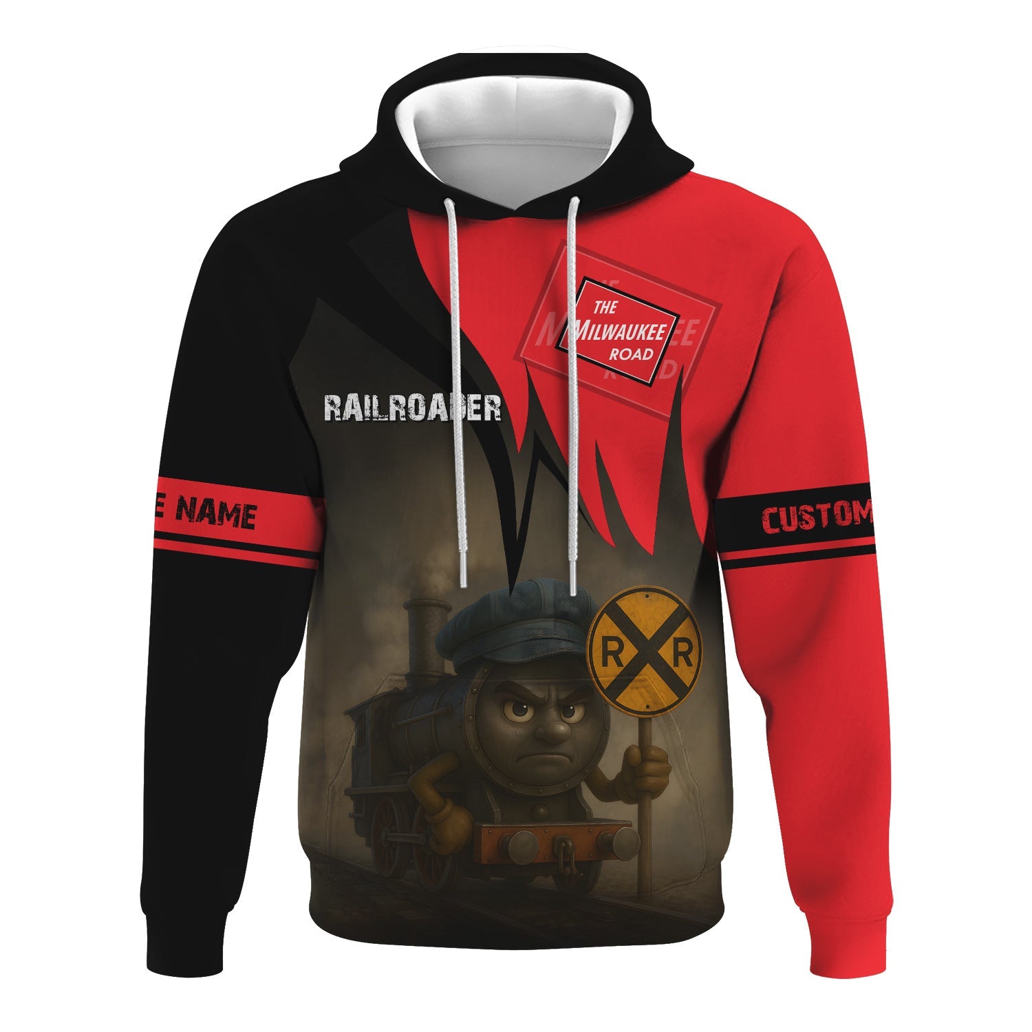Railspirit Personalized Chicago, Milwaukee, St. Paul and Pacific Railroad Hoodie Angry Train Milwaukee Road Hoodie Gift Idea For Train Lover