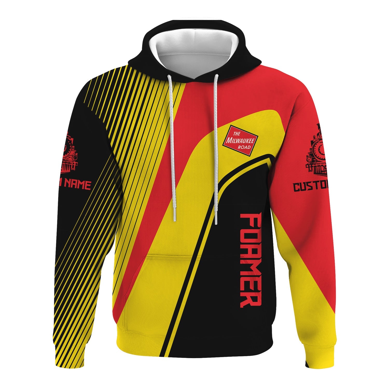 Railspirit Personalized Chicago, Milwaukee, St. Paul and Pacific Railroad Hoodie Vibrant Striking Style Milwaukee Road Zip Up Hoodie