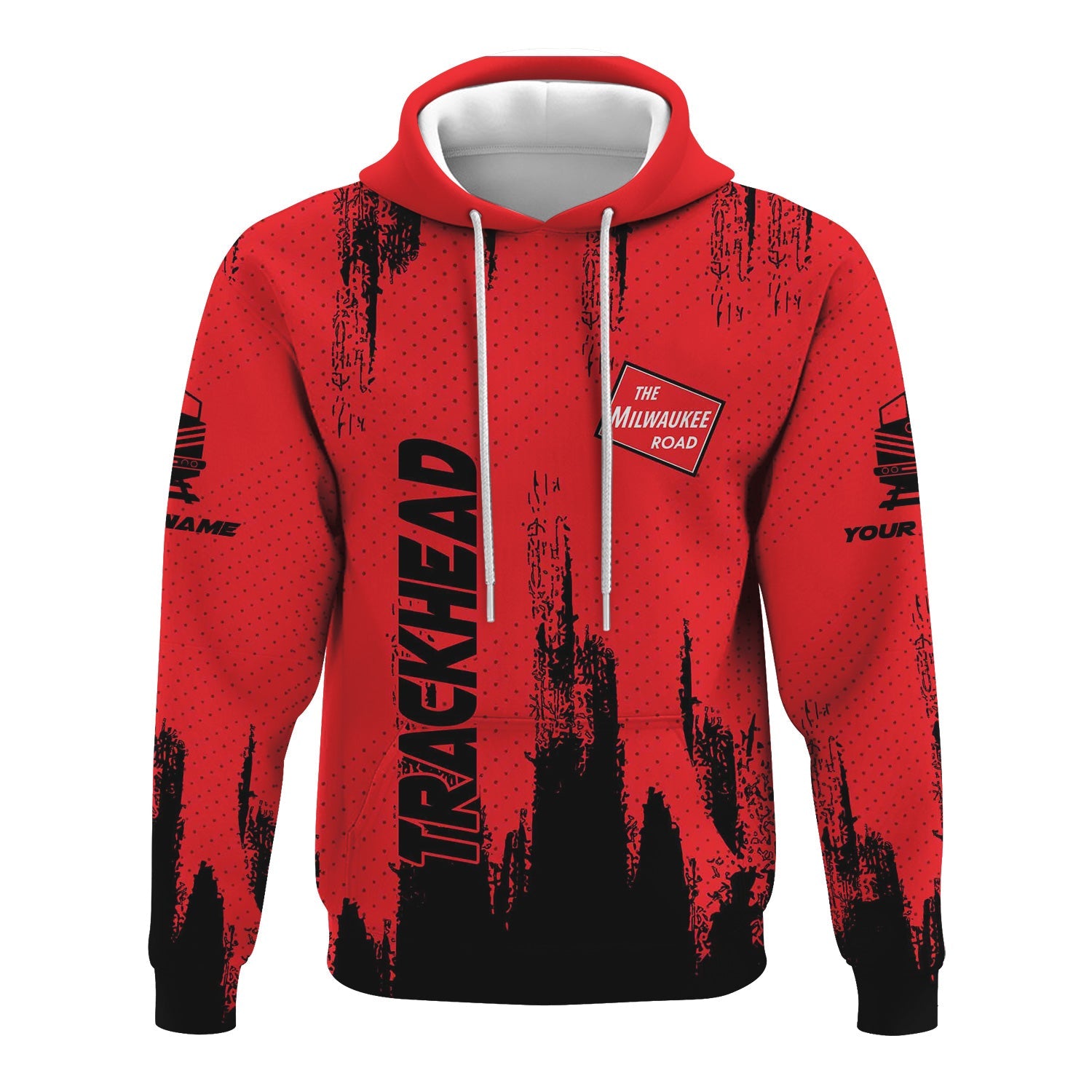 Railspirit Personalized Chicago, Milwaukee, St. Paul and Pacific Railroad Hoodie Paint Impact Design Milwaukee Road Train Zip Up Hoodie for Trackhead