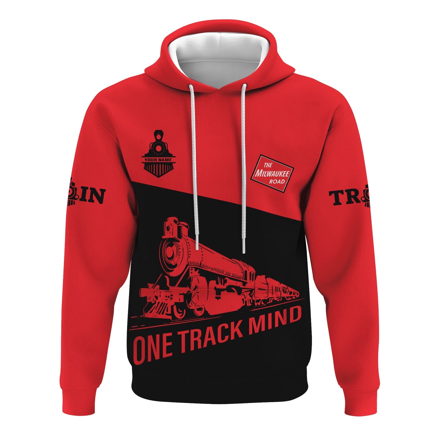 Railspirit Custom Name Chicago, Milwaukee, St. Paul and Pacific Railroad Hoodie One Track Mind Milwaukee Road Printed Zip Hoodie