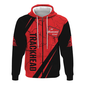 Railspirit Personalized Chicago, Milwaukee, St. Paul and Pacific Railroad Hoodie Crackle Texture Style Milwaukee Road Train Zip Up Hoodie For Trackhead