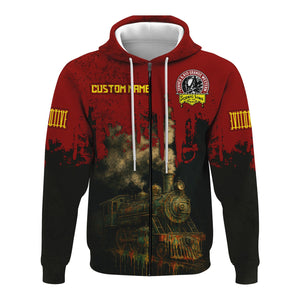 Railspirit Personalized Denver and Rio Grande Western Railroad Hoodie Vintage Train Art Style Zip Up Hoodie For Locomotive Fans