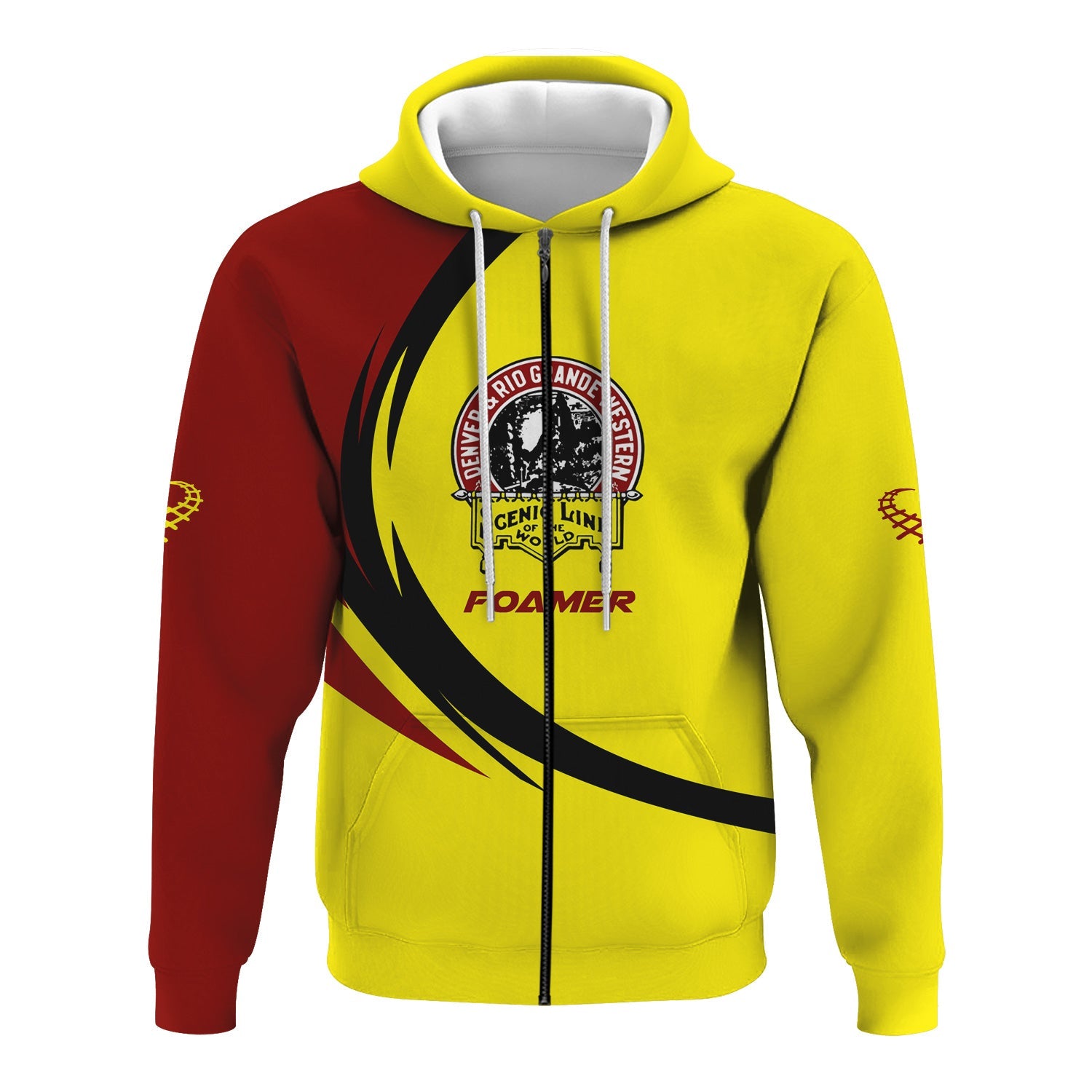 Railspirit Personalized Denver and Rio Grande Western Railroad Hoodie Unique Graphic Style Zip Up Hoodie For Train Enthusiasts