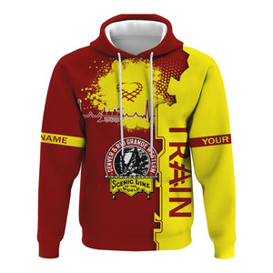 Railspirit Personalized Denver and Rio Grande Western Railroad Hoodie Engine Heartbeat and Track Love Style Zip Up Hoodie Gift Idea For Train Lovers