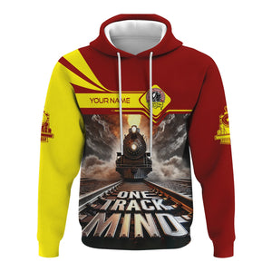 Railspirit Personalized Denver and Rio Grande Western Railroad Hoodie One Track Mind Train Printed ZIp Up Hoodie