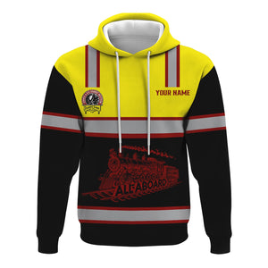 Railspirit Custom Name Denver and Rio Grande Western Railroad Hoodie Eat Train Sleep Repeat Printed Train Zip Hoodie