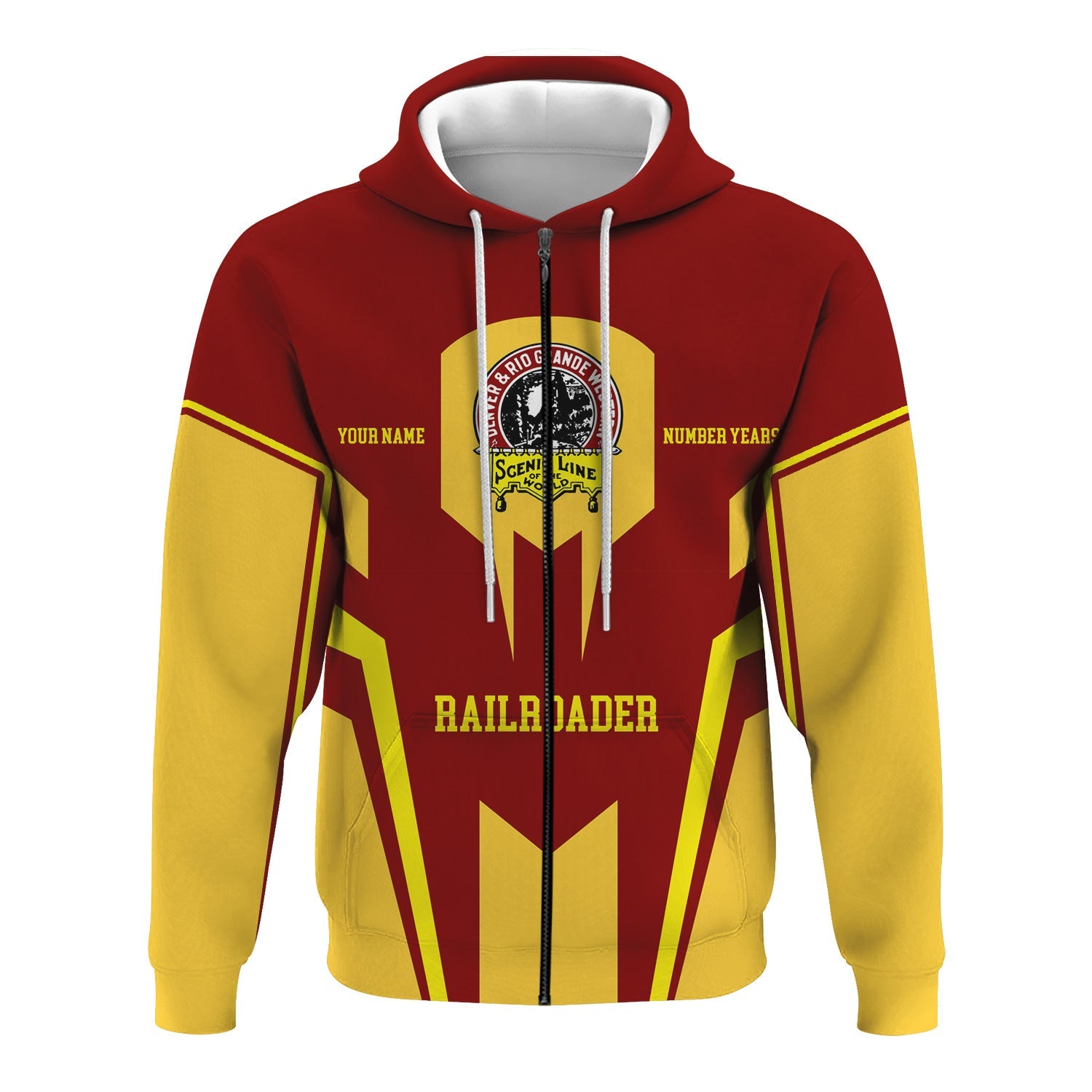 Railspirit Personalized Denver and Rio Grande Western Railroad Hoodie Custom Year Railroader Zip Up Hoodie Gift Idea For Train Lover
