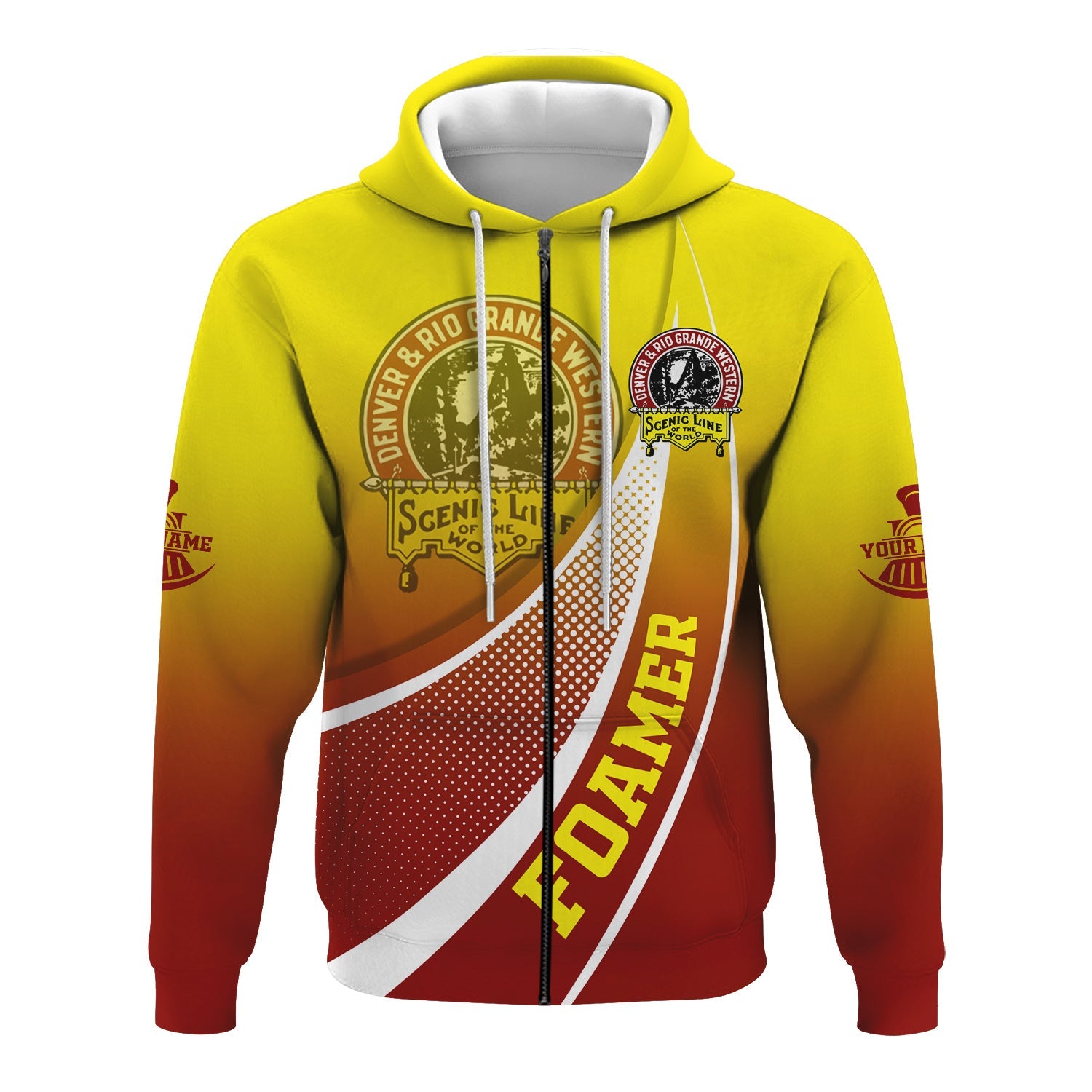 Railspirit Personalized Denver and Rio Grande Western Railroad Hoodie Railway-Themed Style Zip Up Hoodie Gift Idea For Trainspotter