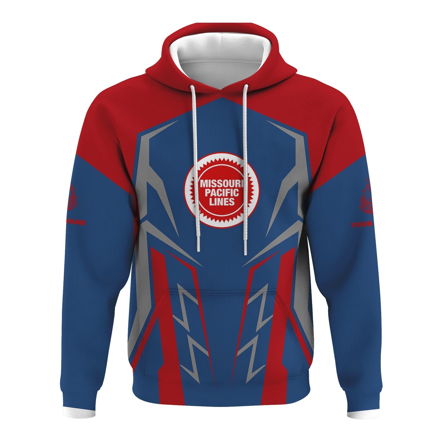 Railspirit Personalized Missouri Pacific Railroad Hoodie Futuristic Design with Custom Job Train Zip Up Hoodie