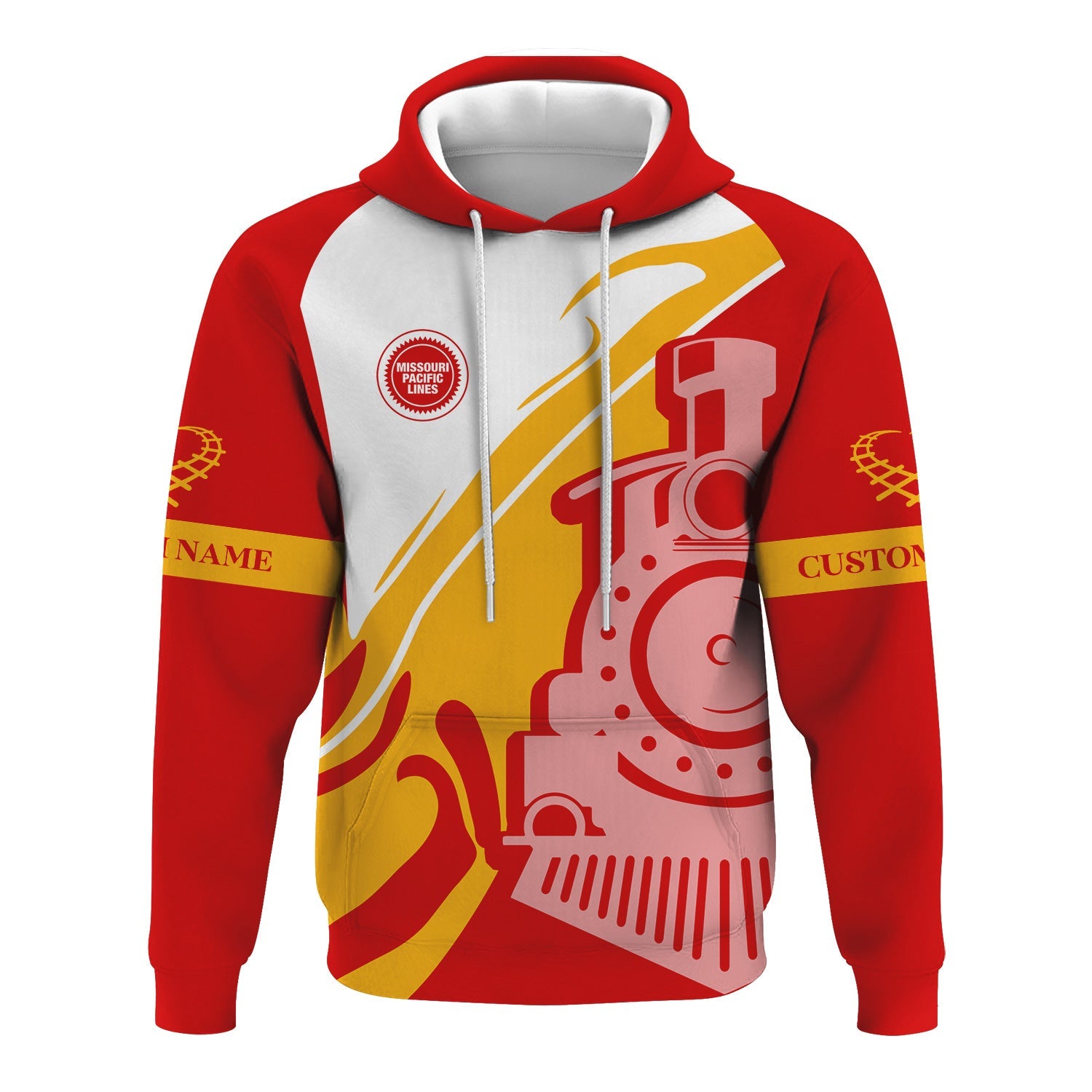Railspirit Personalized Missouri Pacific Railroad Hoodie Flame-Inspired Style Zip Up Hoodie Gift Idea For Train Lovers