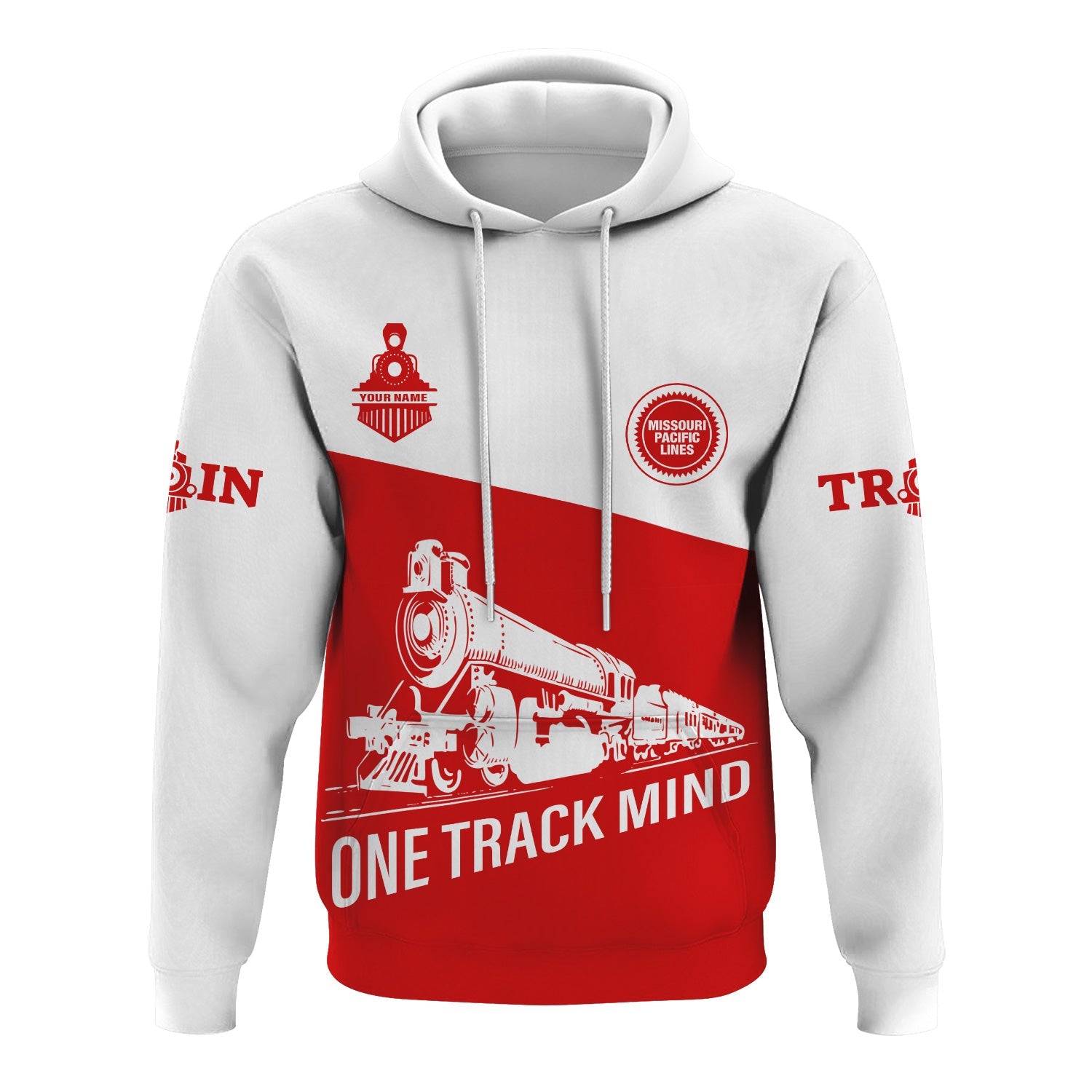 Railspirit Custom Name Missouri Pacific Railroad Hoodie One Track Mind Printed Zip Hoodie