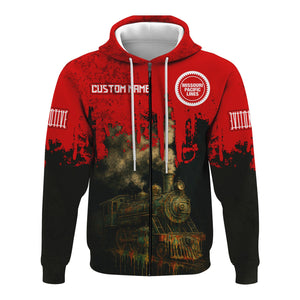 Railspirit Personalized Missouri Pacific Railroad Hoodie Vintage Train Art Style Zip Up Hoodie For Locomotive Fans
