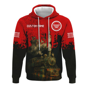 Railspirit Personalized Missouri Pacific Railroad Hoodie Vintage Train Art Style Zip Up Hoodie For Locomotive Fans