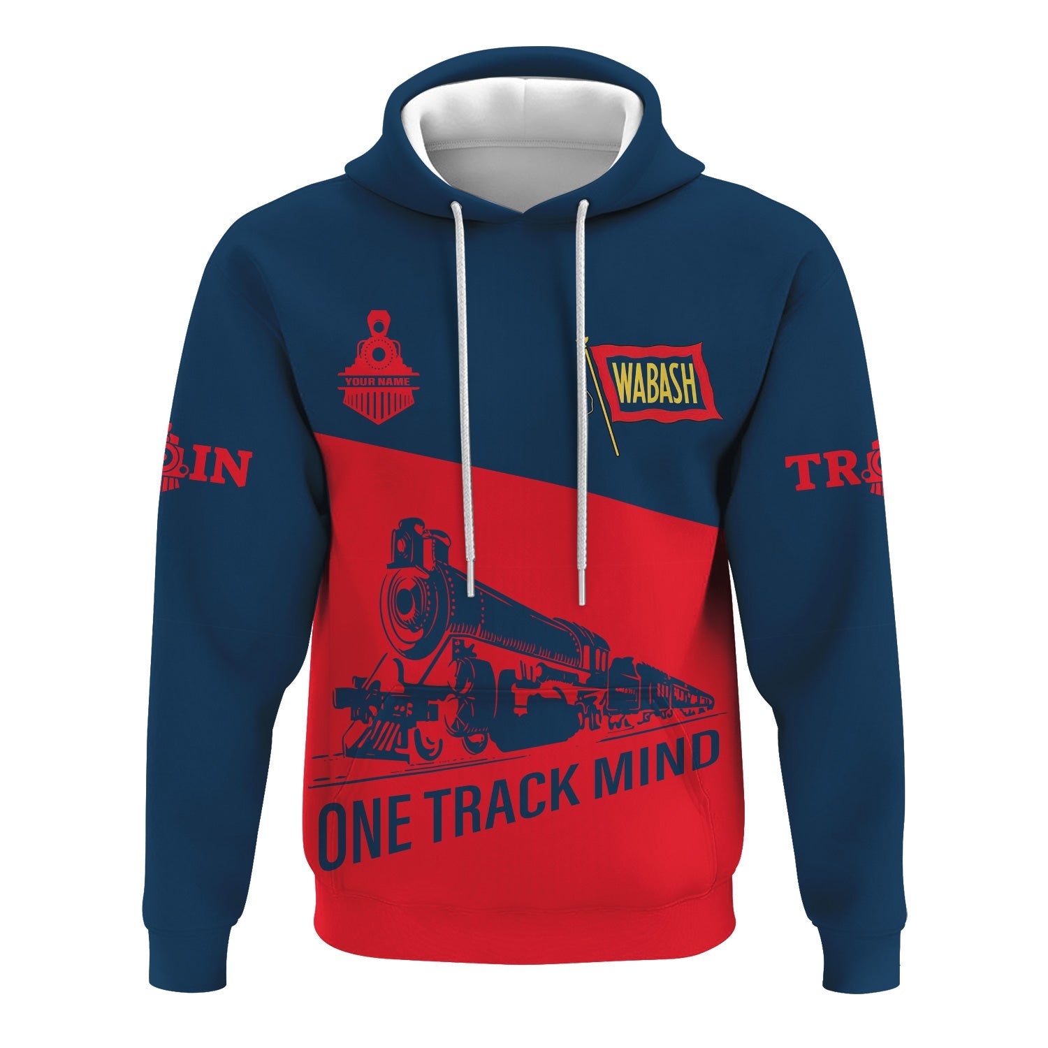 Railspirit Custom Name Wabash Railroad Hoodie One Track Mind Printed Zip Hoodie