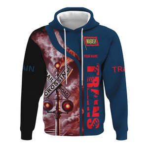 Railspirit Custom Name Wabash Railroad Hoodie Railroad Crossing Sign Printed Zip Hoodie
