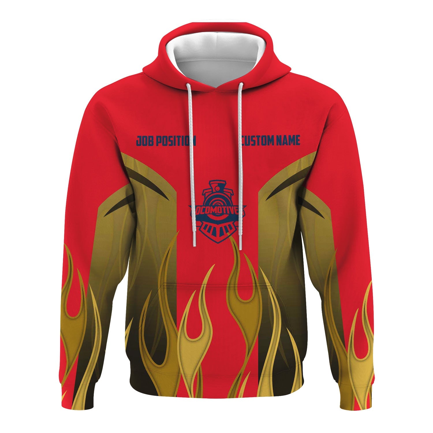 Railspirit Custom Name and Job Title Wabash Railroad Hoodie Flame Graphic Train Zip Up Hoodie