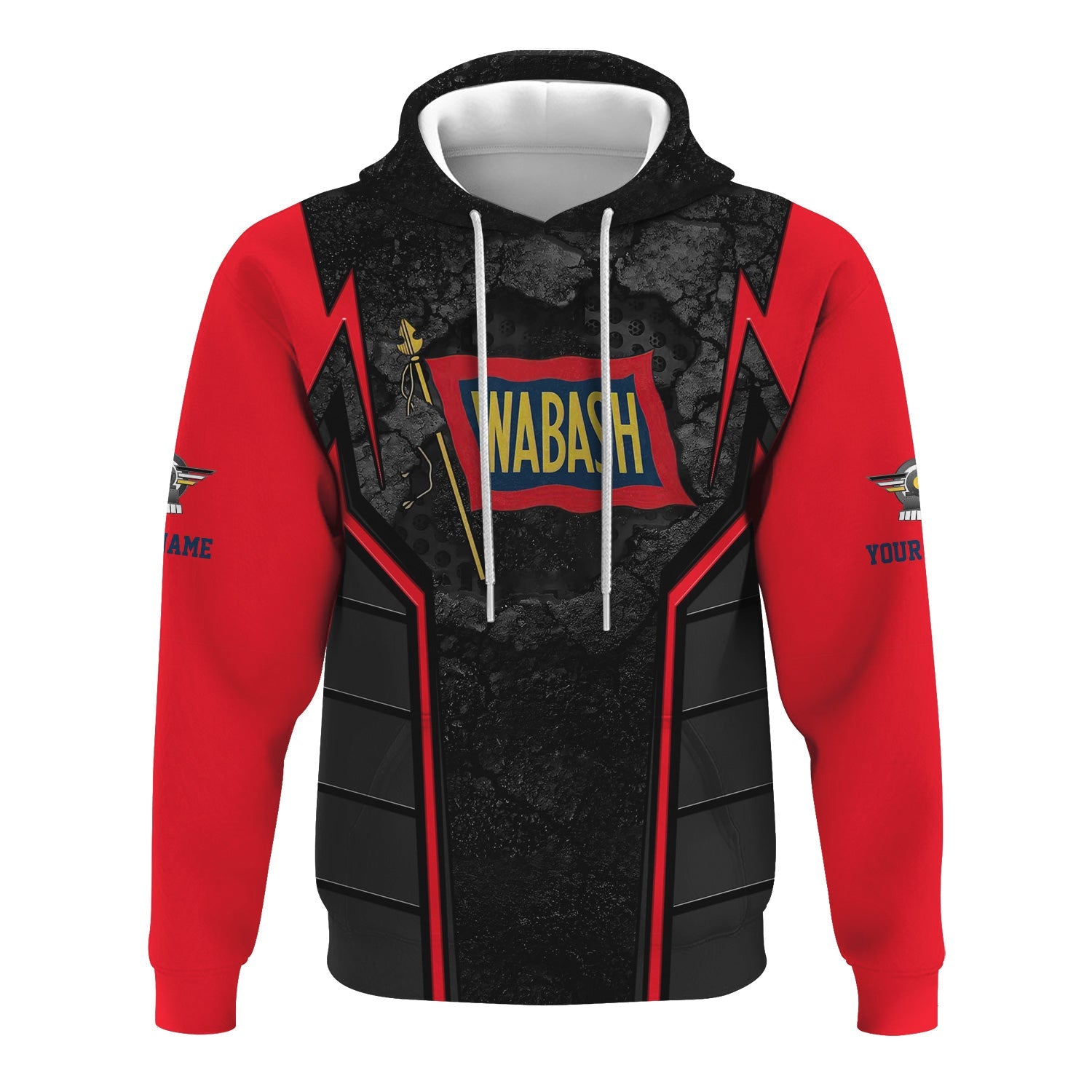 Railspirit Personalized Wabash Railroad Hoodie Cracked Metal Design Train Zip Up Hoodie for Rail Enthusiasts
