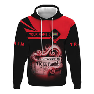 Railspirit Custom Name Wabash Railroad Hoodie American Train Ticket Printed Zip Hoodie