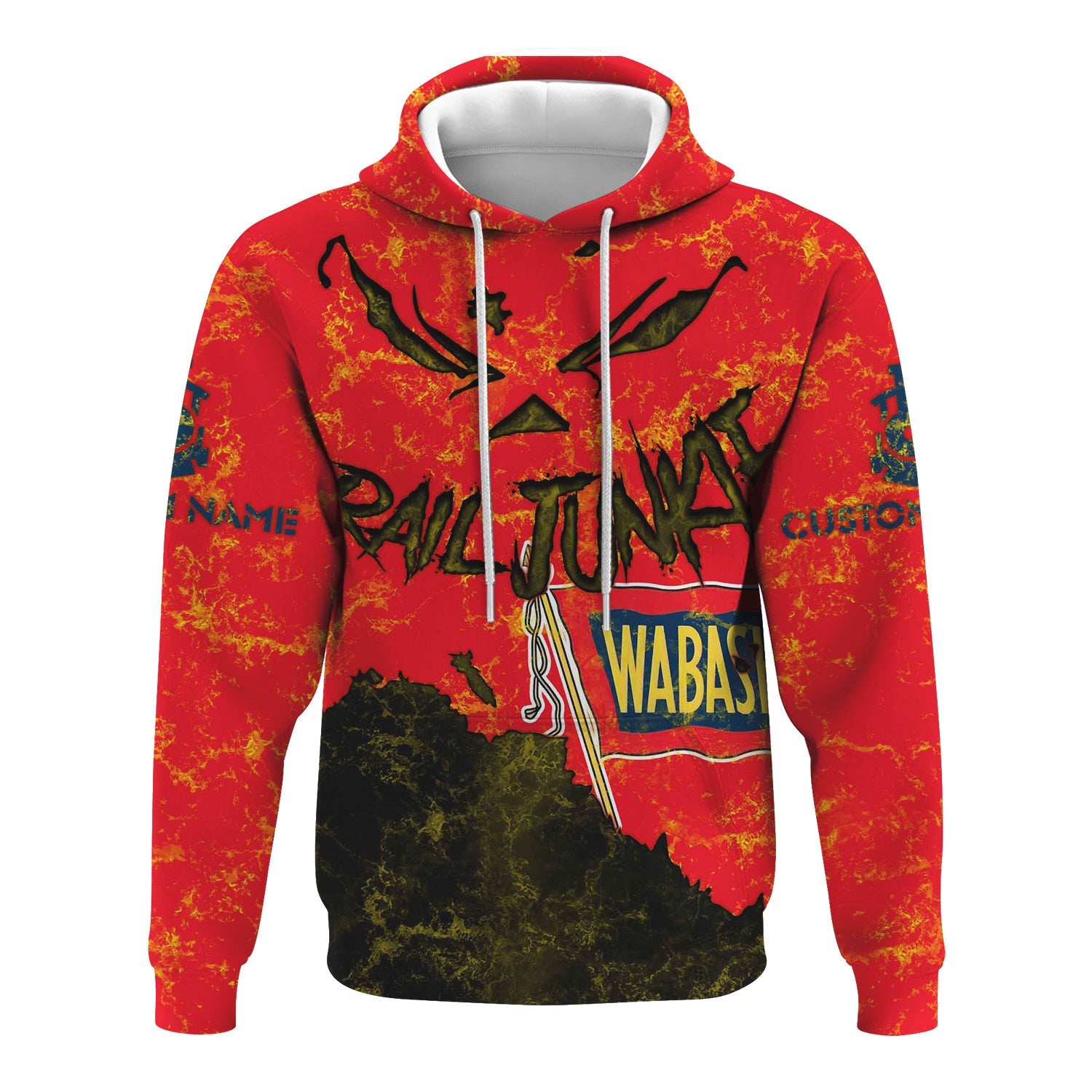 Railspirit Personalized Wabash Railroad Hoodie Torn Graphic Style Train Zip Up Hoodie For Rail Junkie